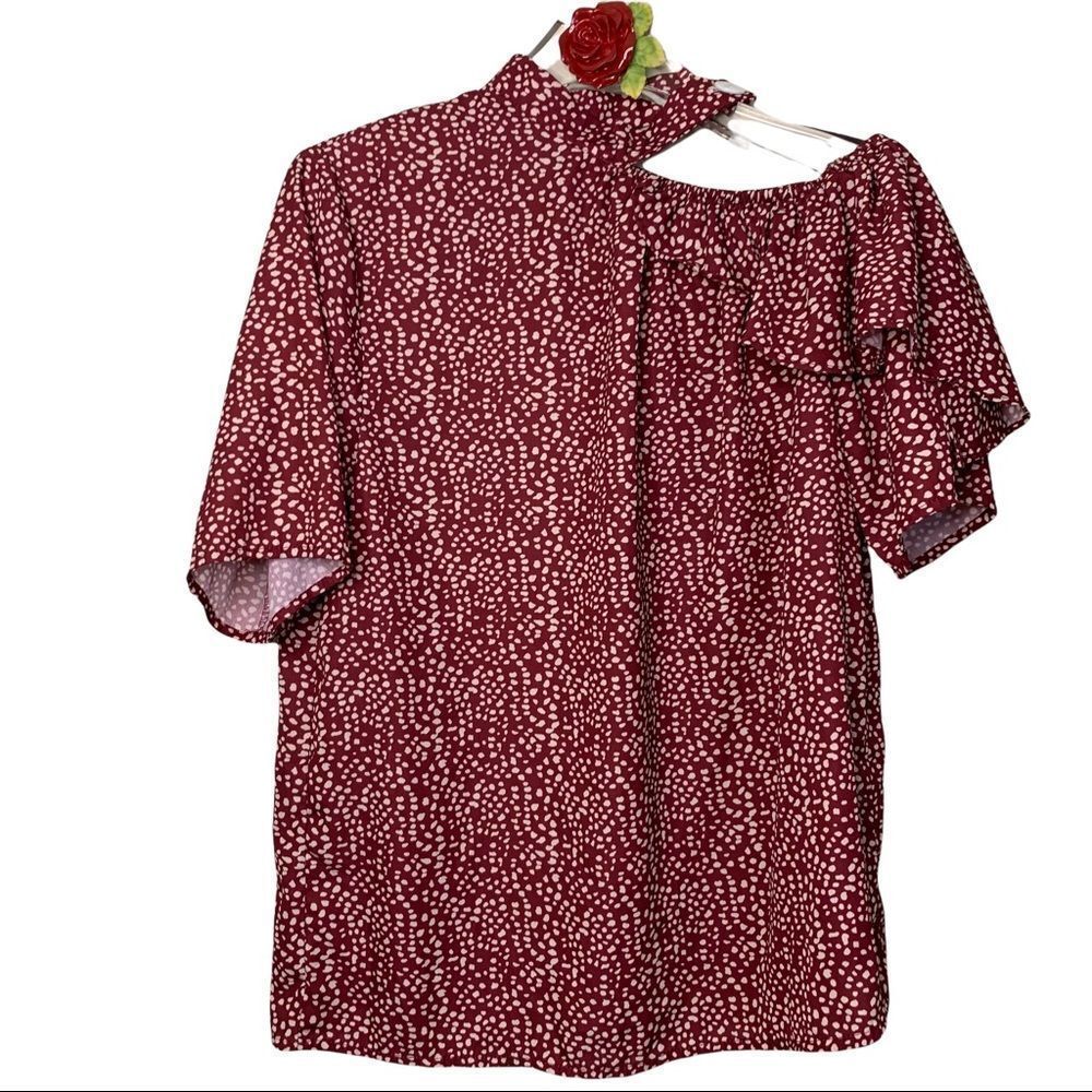 SHEIN Graphic print asymmetrical neck top SMALL